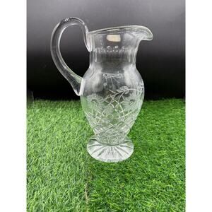 Large Rogaska Aulide Gold Frosted Sunflower Lead-Cut Crystal Pitcher